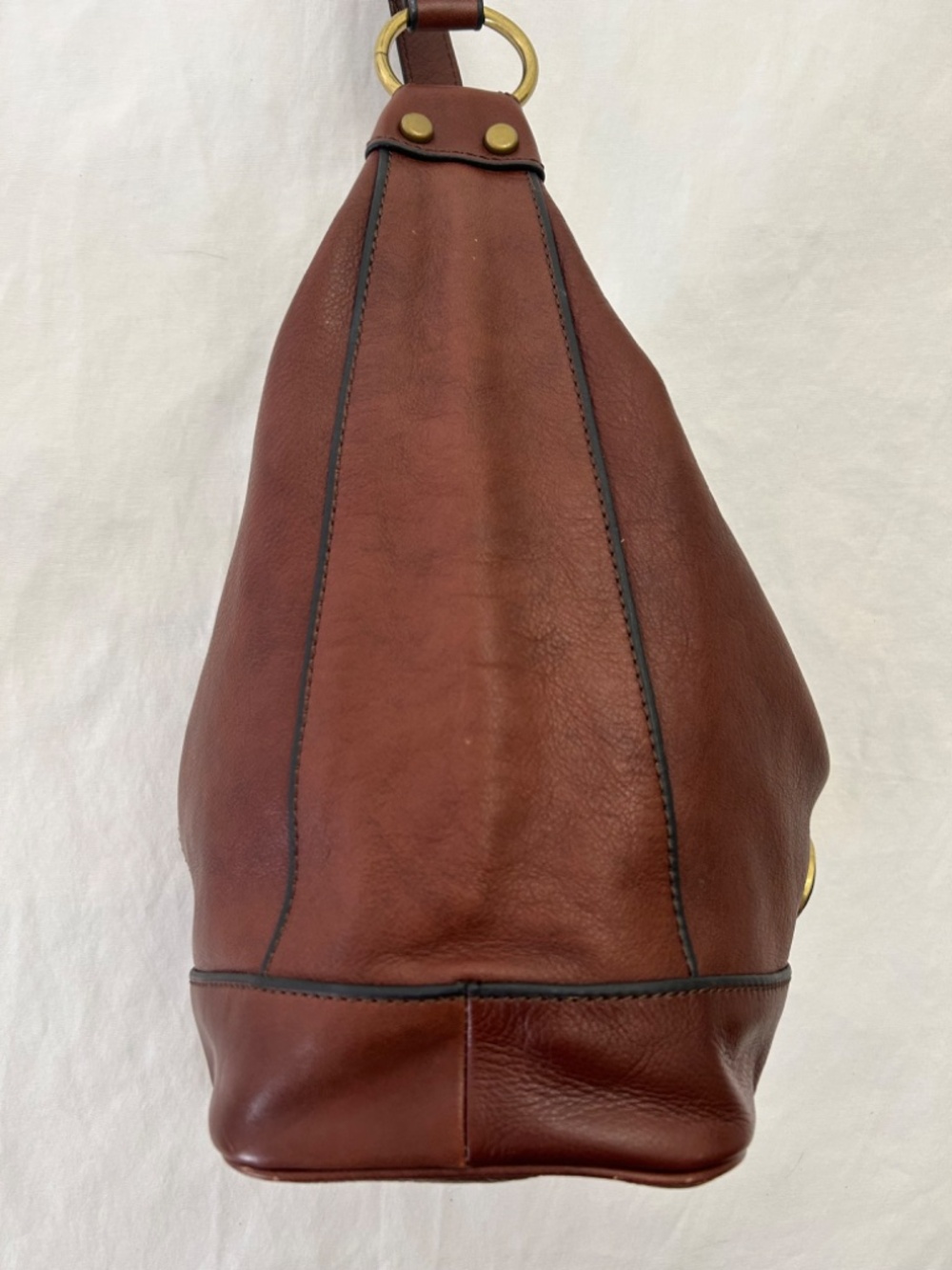 Fossil Maddox Leather Hobo Shoulder Bucket Bag Chocolate Brown - Picture 6 of 15